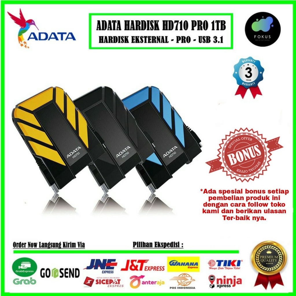 Harddisk Eksternal Adata 1TB HD710 Pro - HD710 1TB USB 3.1 - 001
