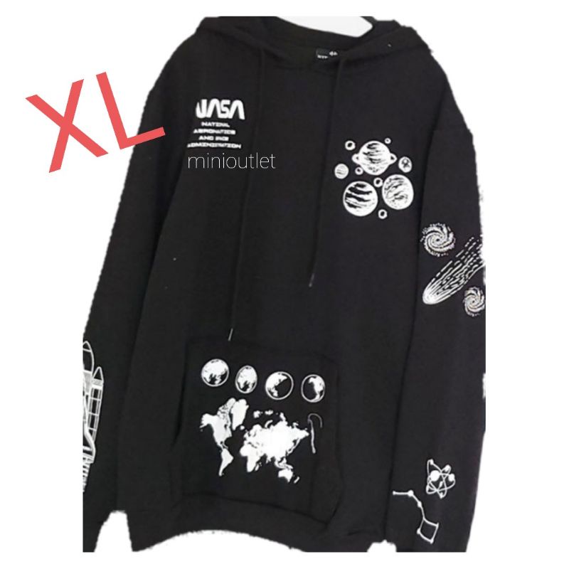 MINIOUTLET HYPERSPACE hoodie black rocket oversized nasa hoodie kaos hoodie lengan panjang
