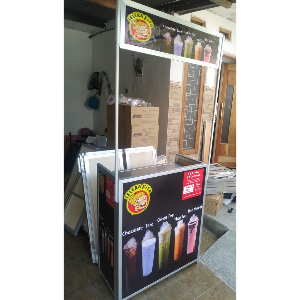 Booth Portable almini kayu gerobak lipat kayu murah 