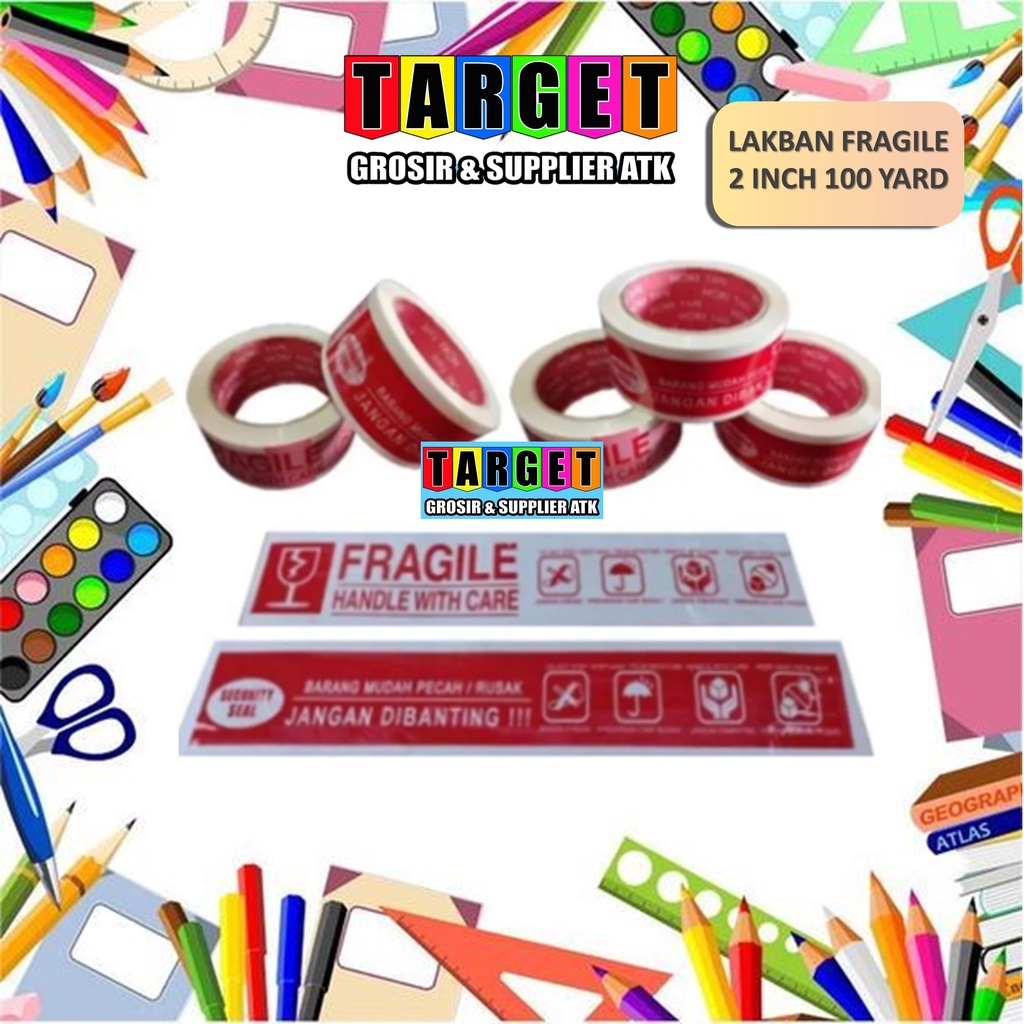

LAKBAN FRAGILE 2 INCH 100 YARD / TAPE JANGAN DIBANTING