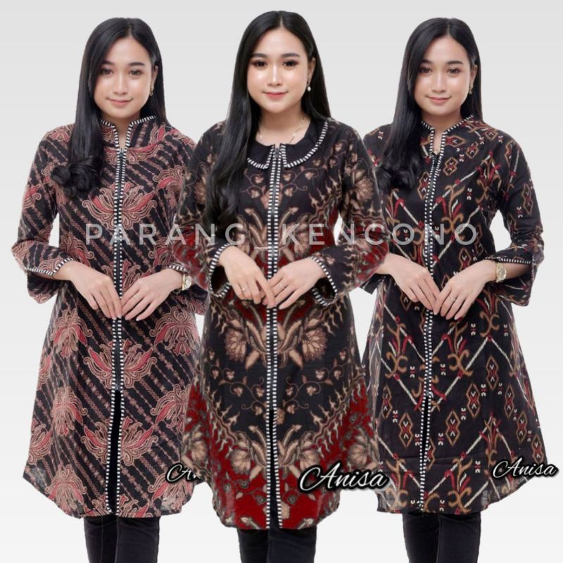 COD - Atasan batik tunik wanita M L XL XXL Jumbo