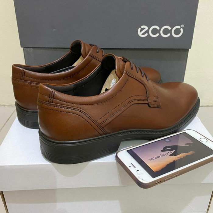 Ready Sepatu Pantofel Ecco Lisbon Cognac Brown Original New - Cokelat, 42