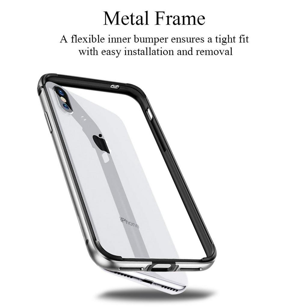 Case Bumper Bahan Silikon Frame Metal Untuk iPhone 11 Pro Max 7 8 Plus X XS Max XR SE 2020 2022