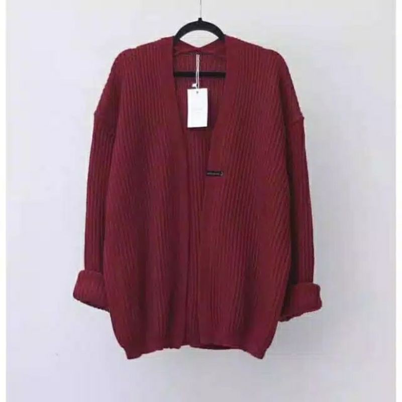 CARDY OUTER / Cardigan Oversize / Cardigan Wanita / Cardygan Rajut-Maroon