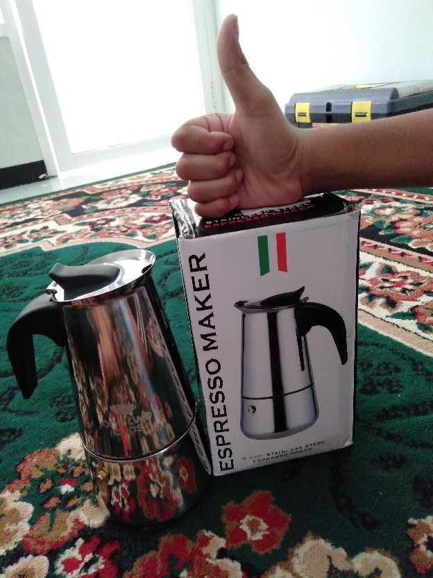 Espresso Coffee Maker Moka Pot Teko Stovetop Filter 300ml Onetwocups  - Silver