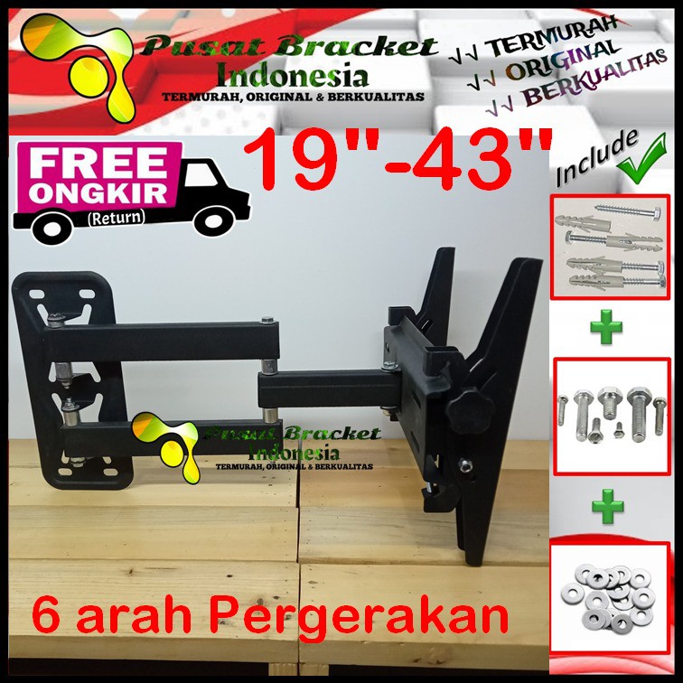 Bracket Tv 14&quot;-43&quot; Model Swifle lengan Cocok semua Merk TV