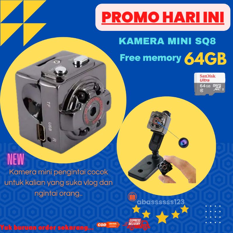 Kamera sq8 mini FREE MEMORY 64GB(COD) kamera mini pengintai kamera vlog