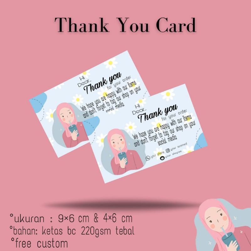 

[100 pcs] Thank you card hijab