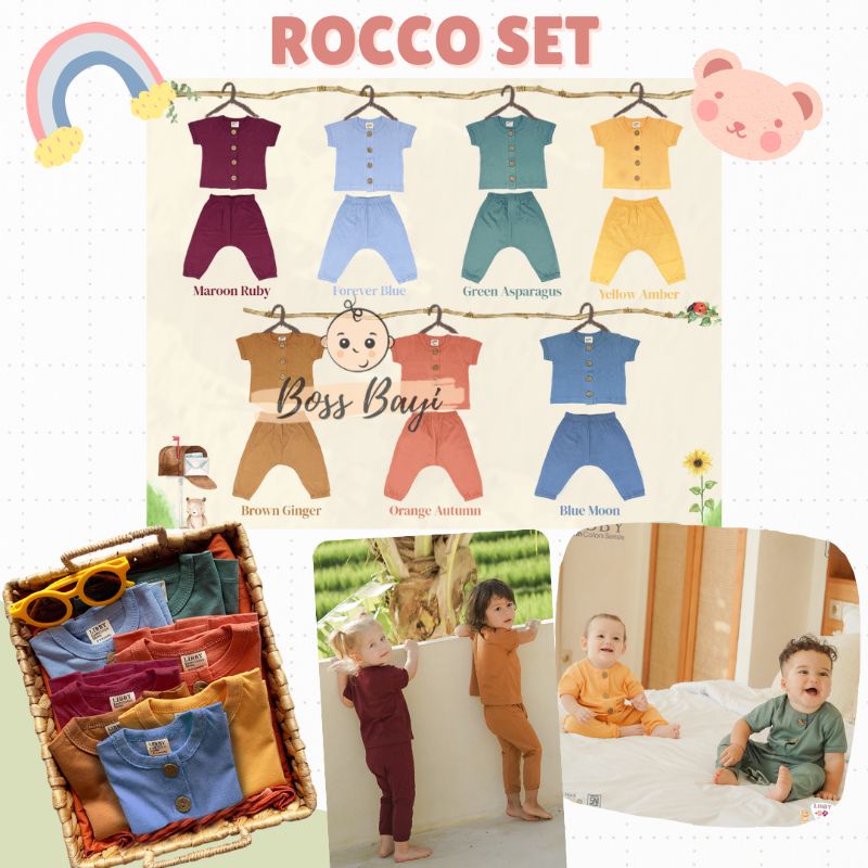 LIBBY BABY ROCCO Set  Earth Series Setelan Bayi / Anak Lengan Pendek Celana Joger