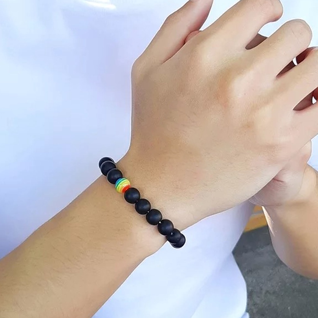 Hu Hu Hu Hu Hu Alat Bantu Pasang Kacamata♡ Gelang Tali Elastis Handmade Hias Manik-Manik Batu Alam Untuk Pria Dan Wanita