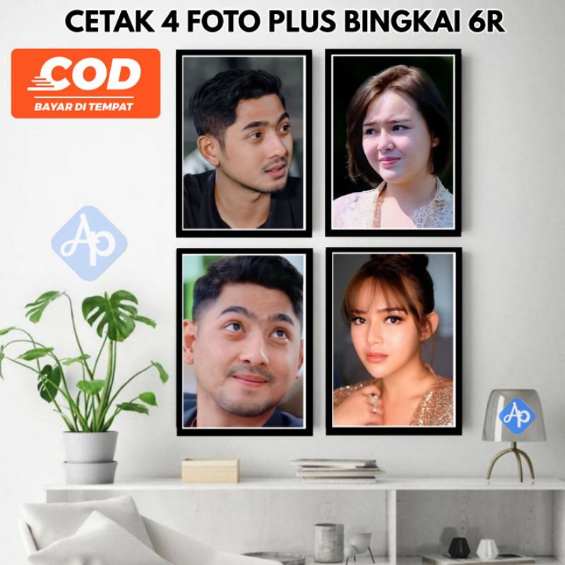 CETAK FOTO 4 PCS PLUS BINGKAI 6R UNIK TNGGAL PAJANG anti pudar ads