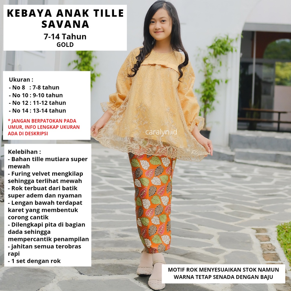 KEBAYA ANAK SET SAVANA KEBAYA TILLE 7-14 TAHUN