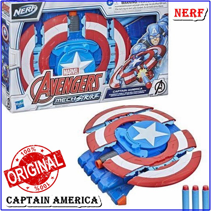 ASLI Mainan tembakan captain america nerf marvel ORIGINAL Avengers Mech Strike Pistol mainan anak