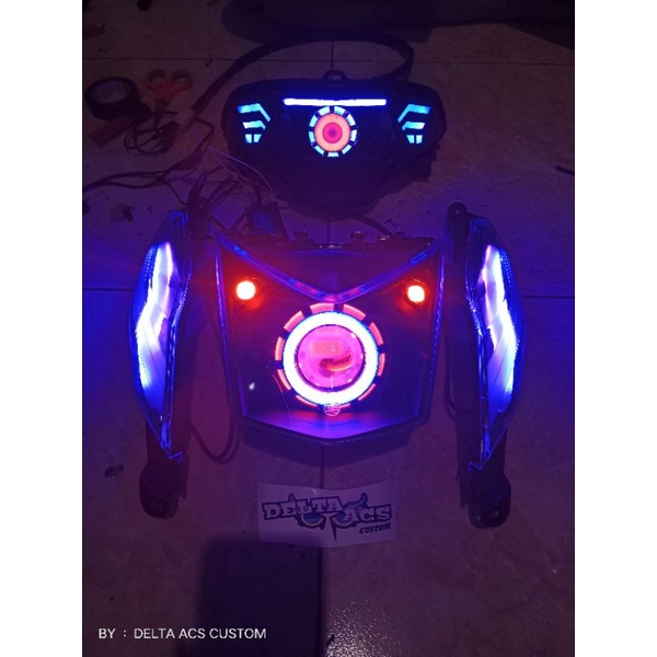Projie & Lampu Alis Beat Fi 2013 - 2016 l Custom Headlamp Reflektor Honda Beat fi &  Custom Stoplamp