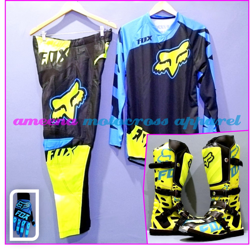 Jerseyset Cross, Sepatu Trail &amp; Sarung Tangan Motocross Fullset - JSG003A