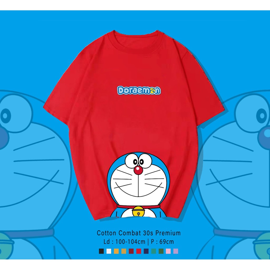 DORAEMON FACE  / TERMURAH BAJU KAOS KATUN WANITA/ PRIA UNISEX LENGAN PENDEK / TUMBLR TEE