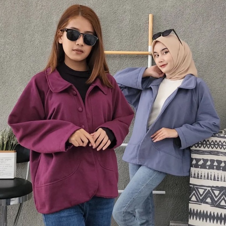 Zanah Outwear Alexandra Button Bahan Pleece Ala Korean Style