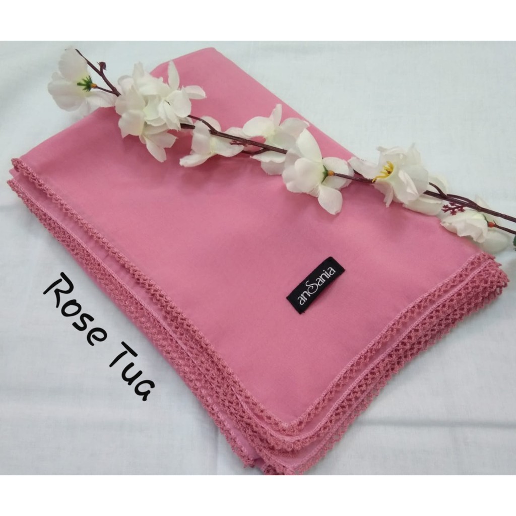 Kerudung Segiempat Bella Crochet Ansania PollyCotton Jilbab Bella Butik Hijab Segi Empat Rumah Hija'b-ROSE TUA
