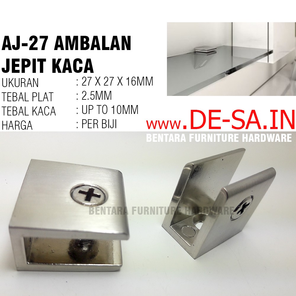 30MM Braket Ambalan Jepit Kaca Kotak 3CM Glass Shelf Brackets Zinc Alloy Glass Clamp Holder Fitting