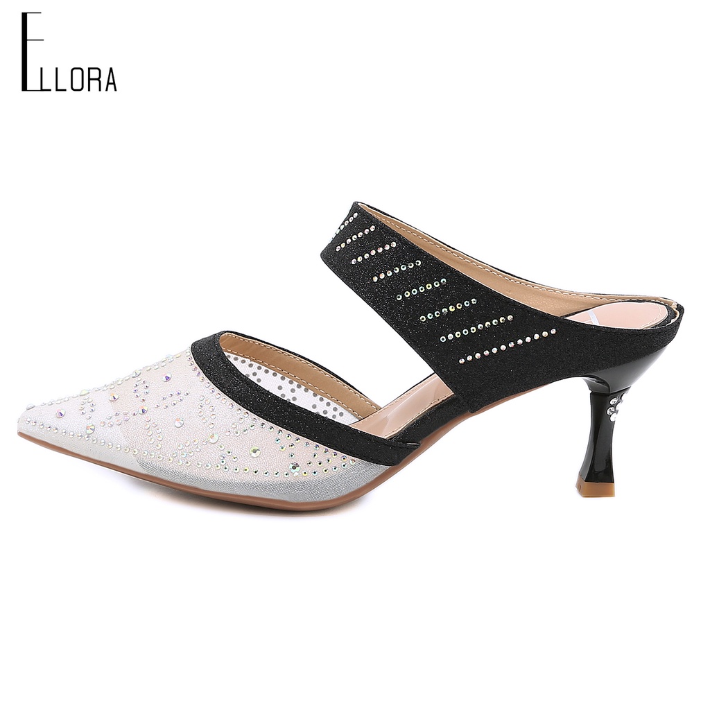 ELLORA EB 672-42 Sandal Heels Pesta Wanita Import-Black