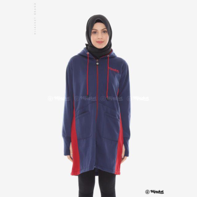 FASHION HJAB MUSLIM MUSIM DINGIN - JAKET HIJAB PREMIUM BAHAN TEBAL HIJACKET AVIA CASUAL LOOK-Navy
