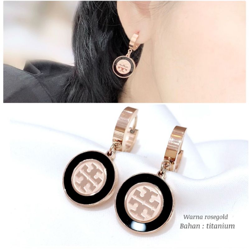 Anting Titanium Premium asli Rosegold earring Stainless Steel anti karat anti alergi Ta-9902