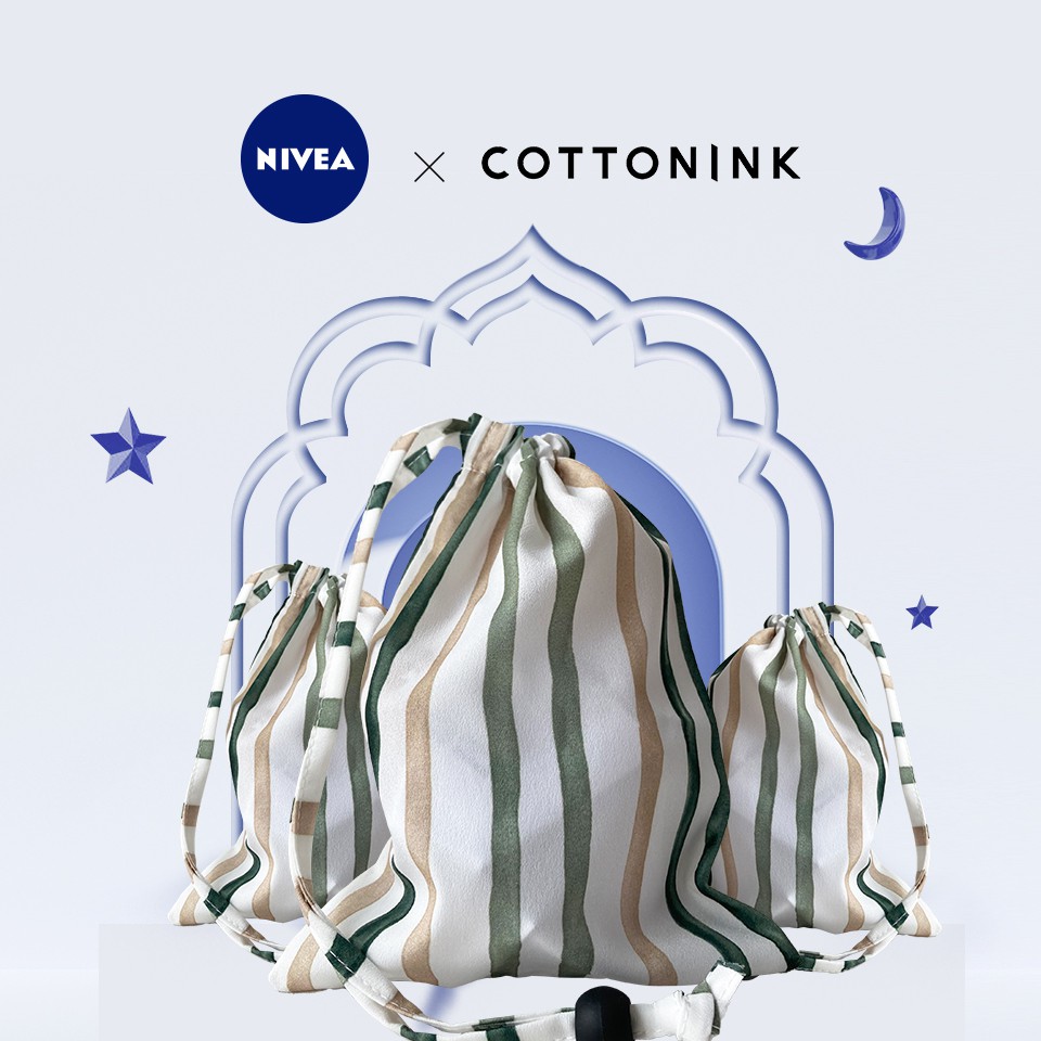 [GIFT] NIVEA x COTTONINK Stripes Drawstring Pouch Set