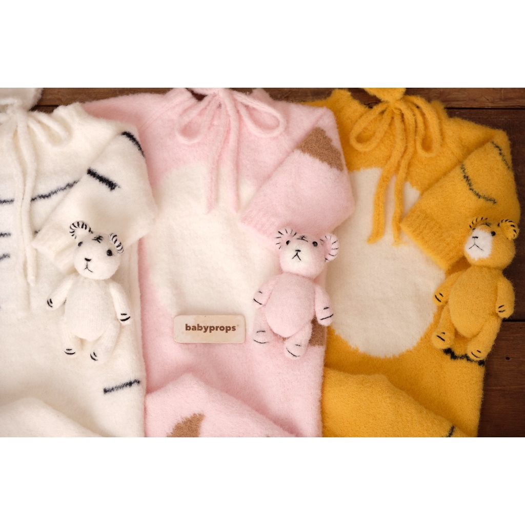 TIGER SET PANJANG WITH BONNET - BAJU HARIMAU UNTUK BAYI - KOSTUM HARIMAU - PROPERTI FOTO BAYI