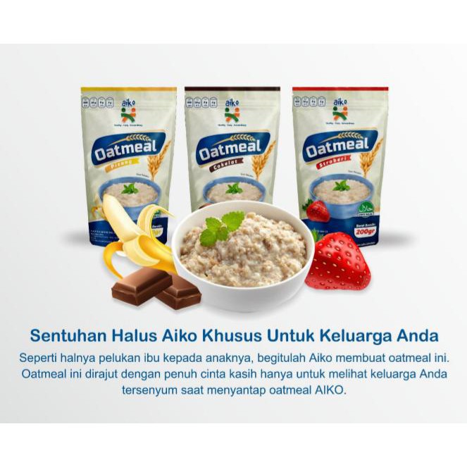 Oatmeal bayi Choco Strawberry Banana  / Baby oats AIKO ( 200 gr ) KEMASAN BARU