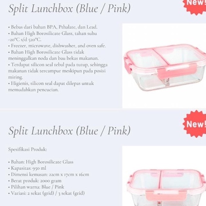 Little Dimple Split Lunch Box Pack 2pcs - Luncbox Kotak Makan Container Kaca