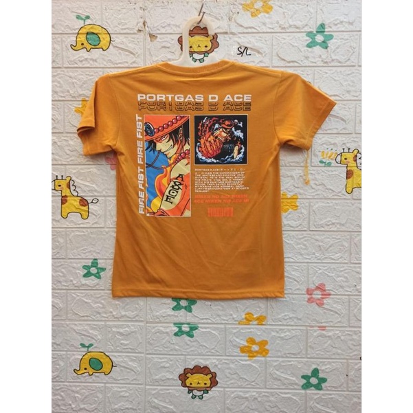 KAOS ANAK ONE PIECE PORTGAS D ACE WARNA KUNING