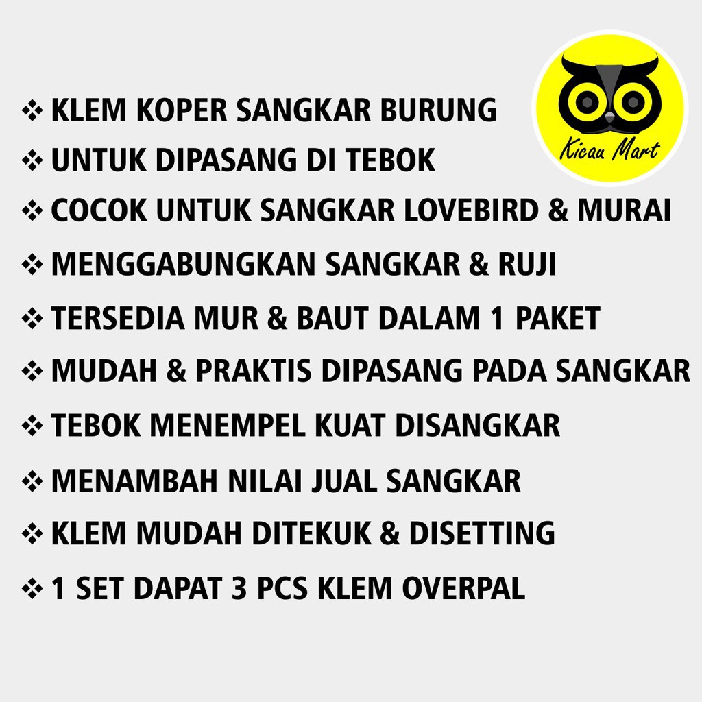 KLEM KOPER SANGKAR BURUNG TRANSFORMER JEPITAN TEBOK OVERPAL KLEM SANGKAR KANDANG MURAI LOVEBIRD KLMAJ
