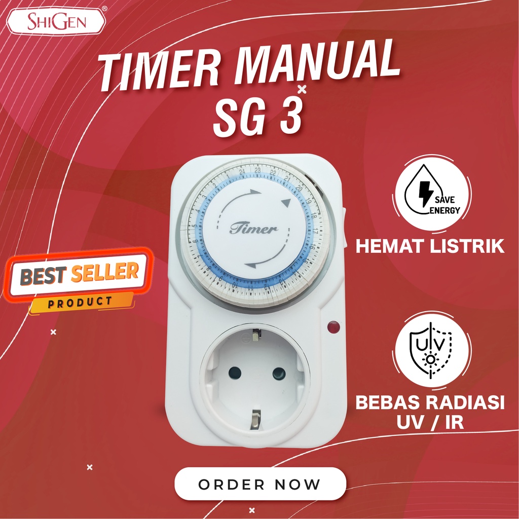 Timer Stop Kontak 24 Jam Manual Analog Shigen SG-3