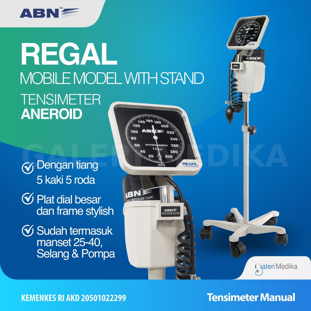 Tensimeter Aneroid ABN Regal Mobile Model dengan Standing / Sphygmomanometer - Alat Ukur Tekanan Darah