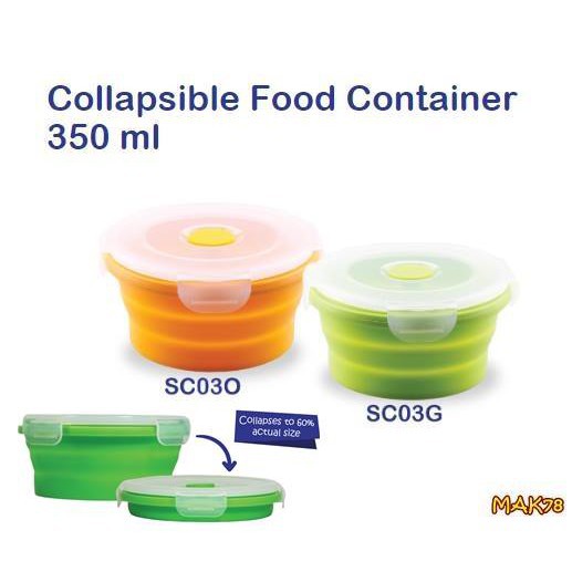 ♥BabyYank♥ BABY SAFE SC03 COLLAPSIBLE SILICONE FOOD CONTAINER 350ML TEMPAT MAKAN SILIKON LIPAT