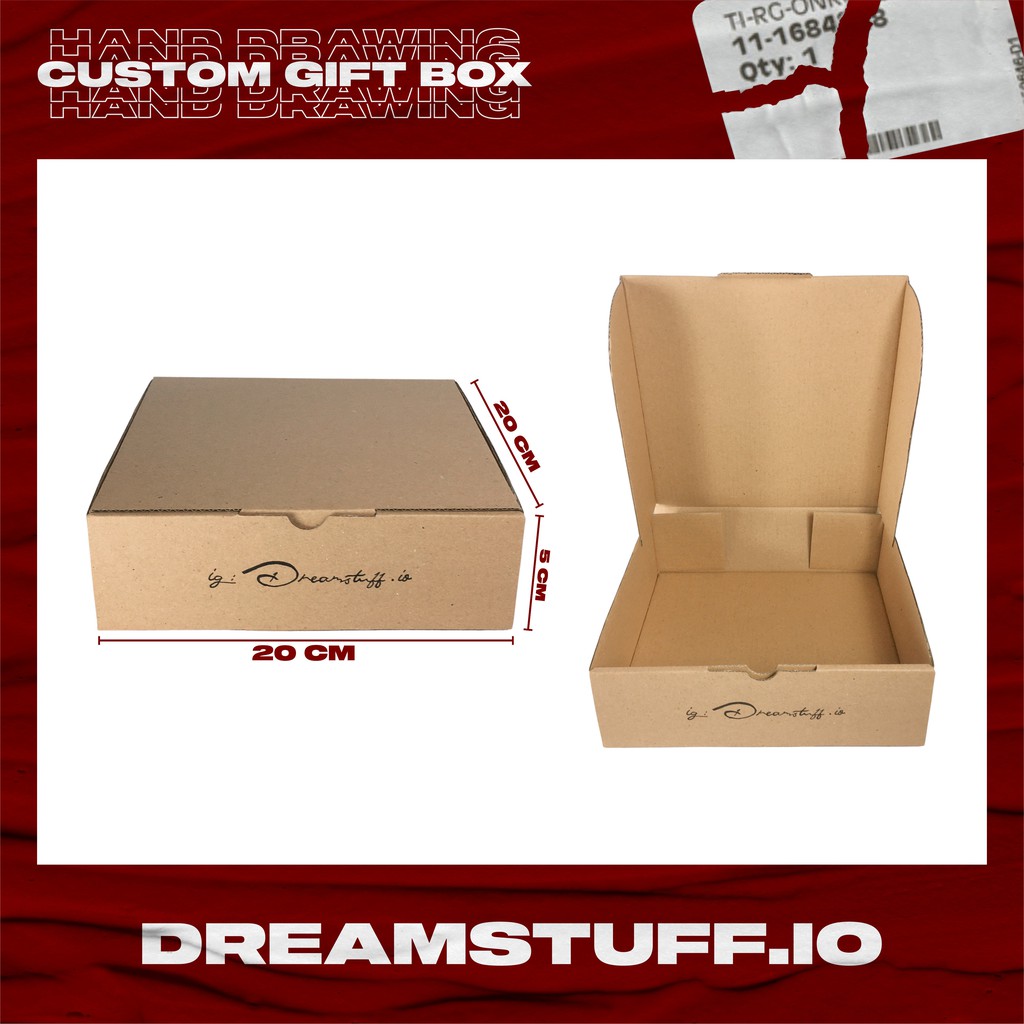 

gift box custom 20x20x5 kotak kado hand lettering box hampers terlaris termurah premium