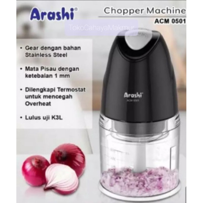 Arashi Chopper Machine ACM 0501 0,5L - Penggiling Daging,Bawang,Bumbu