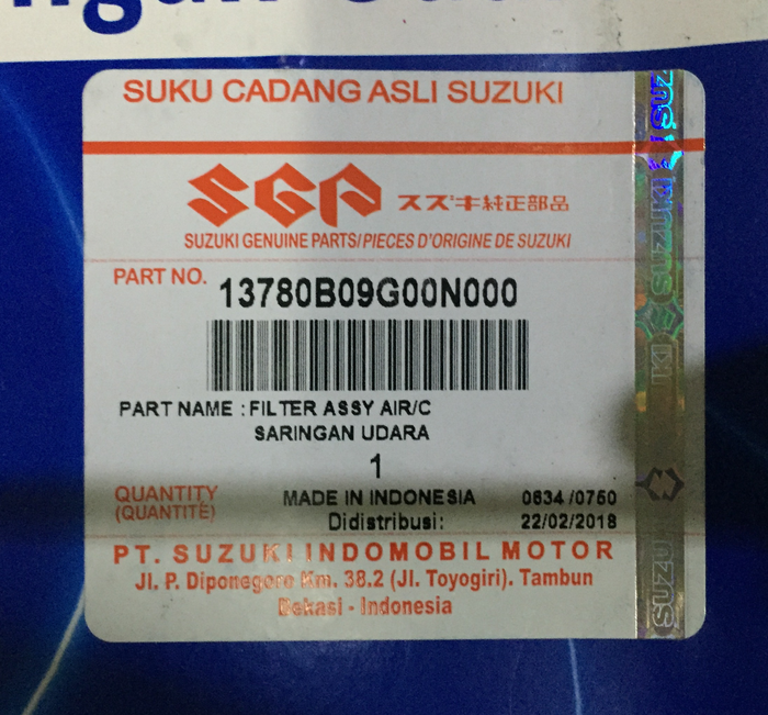 Saringan, Filter Udara Smash / Shogun 125 / Arashi SGP (Asli)