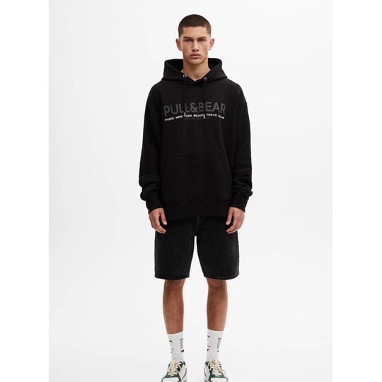 Jaket Pull&amp;Bear Hoodie Black Premium | Sweater Pull&amp;Bear | Sweatshirt Pull&amp;Bear | Hoodie P&amp;B | Pull&amp;Bear