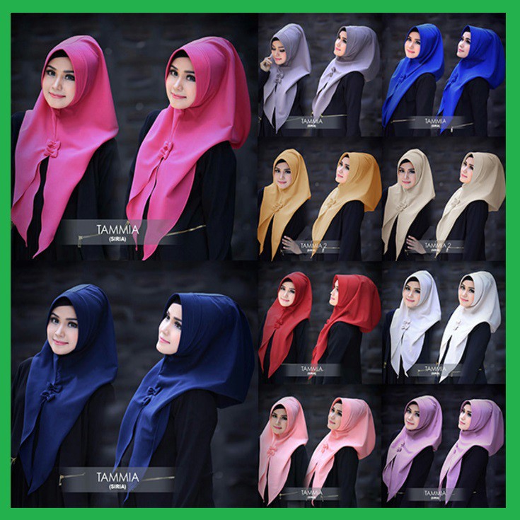 Jilbab Instant Siria Tammia Bahan High Quality Diamond Creepe Segitiga Instan Tamia