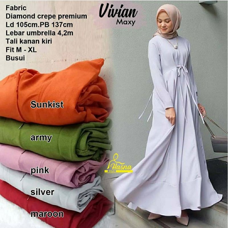 Vivian Maxy, GAMIS POLOS CANTIK FIT XL BAHAN DIAMOND CREPE PRRMIUM LD 102 ZIPPER BUSUI TERMURAH OOTD