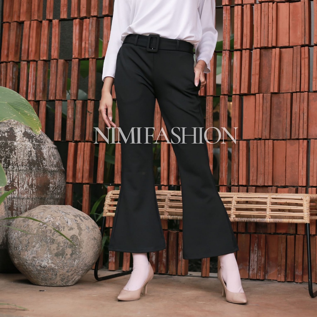 Celana Premium Scuba Import / Celana Cutbray Office Pants Import / Bawahan High Waist Cutbray wanita