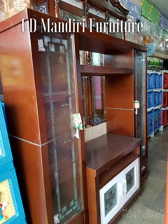  Lemari  Pajangan TV Buffet Divider Kayu  Hitam  Kombinasi 