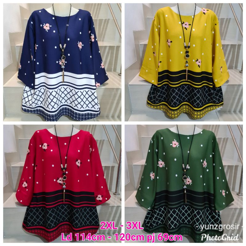 Blouse Scuba Premium Import Jumbo 2XL-3XL-2