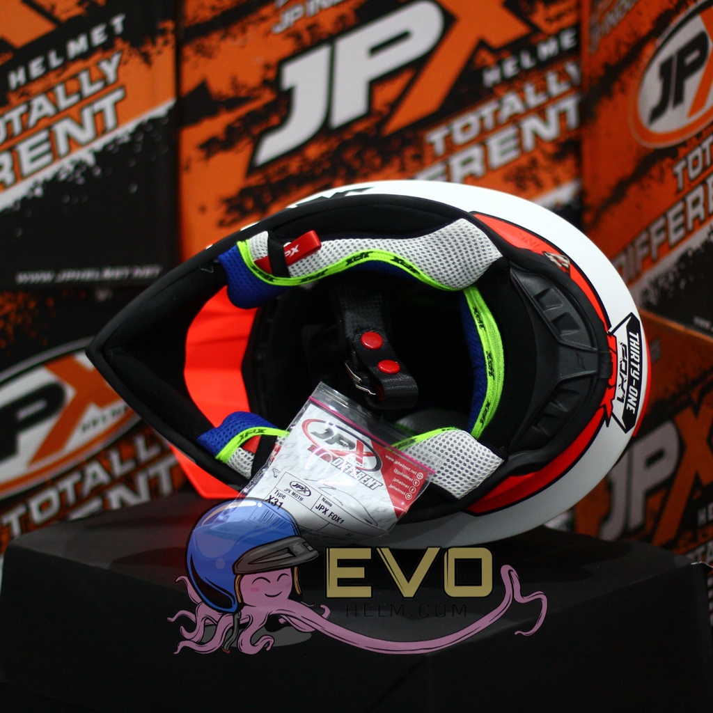 HELM JPX CROSS_FOX1 SERI X31 - BLACK DOFF ORANGE  + GOOGLE SNAIL (ONGKIR 2 KG) HELM JPX TERBARU