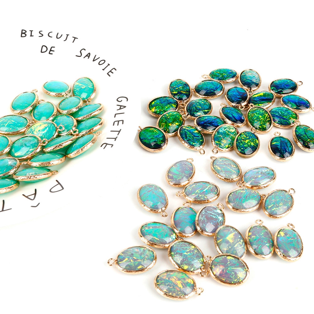 Liontin Bentuk Oval Bahan Resin Lapis Tembaga Untuk Membuat Kerajinan Anting Gelang