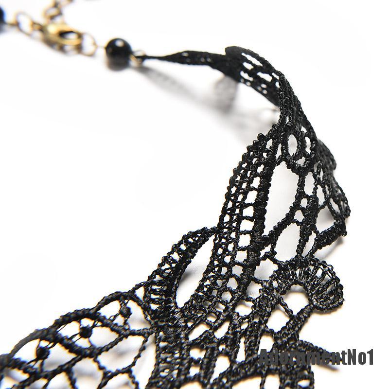 (Adornmentno1) Kalung Choker Lace Hitam Gaya Gothic / Victoria / Steampunk Untuk Wanita