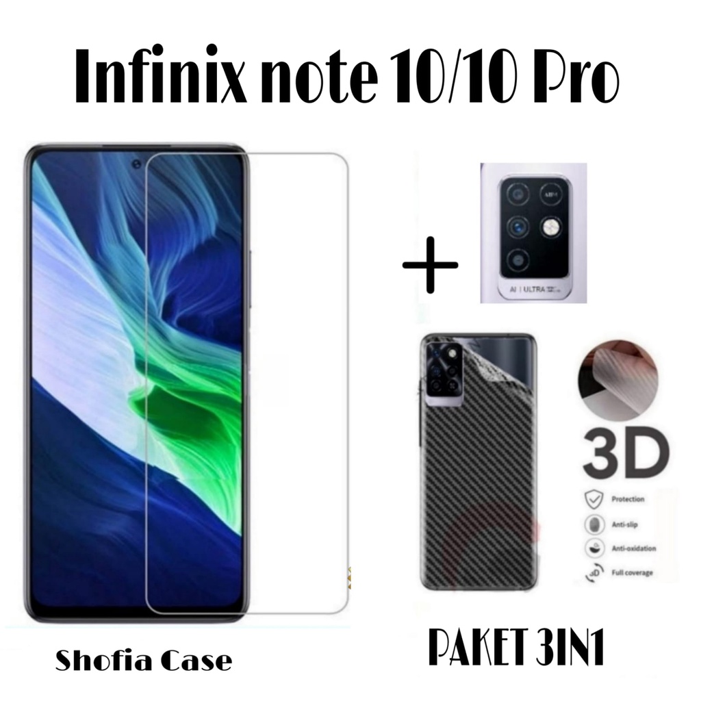 PROMO 3IN1 TEMPERED GLASS INFINIX NOTE 10/10 PRO/10 PRO NFC/8 ANTI GORES KACA FULL LAYAR BENING