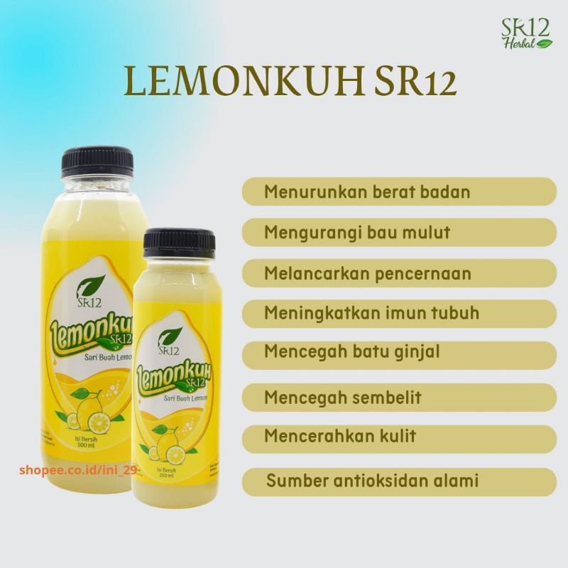 Lemonkuh SR12 Sari Buah Lemon BPOM Tinggi Vitamin C Untuk Kekebalan Tubuh