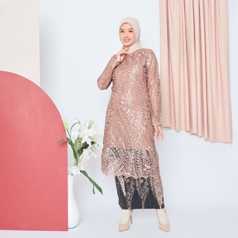 (GRATIS ONGKIR) KEBAYA TUNIK TULLE BROKAT ZAHRA ~ ATASAN KEBAYA TUNIK TILLE MEWAH ~ KEBAYA MODERN HI